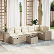 Set Divano da Giardino 8 pz con Cuscini Beige in Polyrattan 3325714