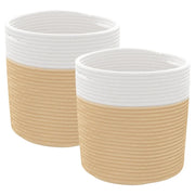 Cestini Portaoggetti 2 pz Beige e Bianco ?28x28 cm in Cotone CFW7767553