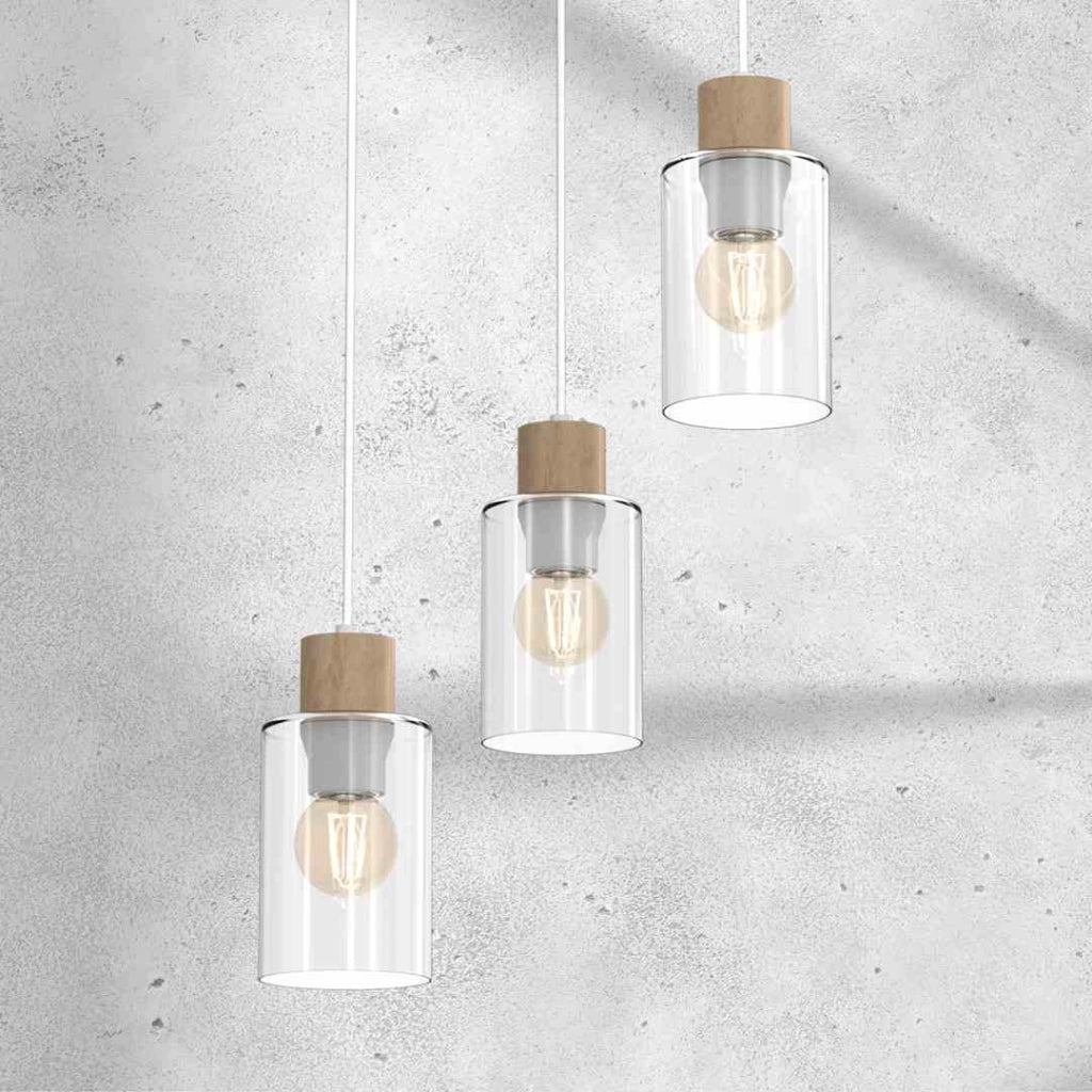Lampada a sospensione Milagro Madera 3xE27 Ø30cm bianca