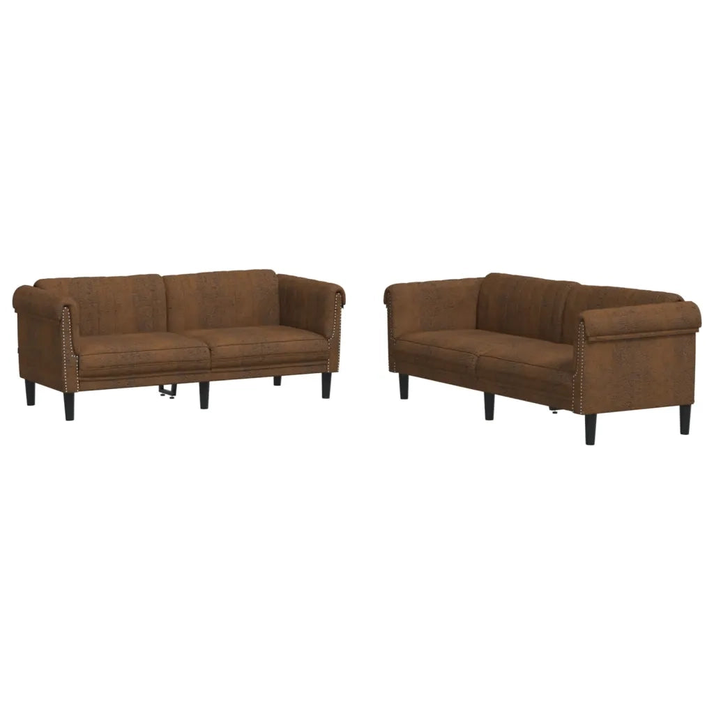 Set di Divani 2 pz Marrone in Velluto