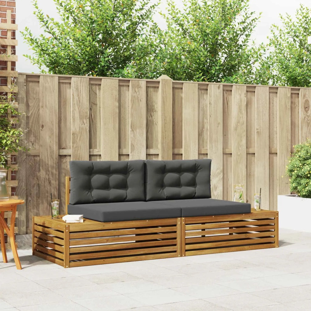Set di divani da esterno-Sofa da giardino con cuscino Naturale e Antracite 148818