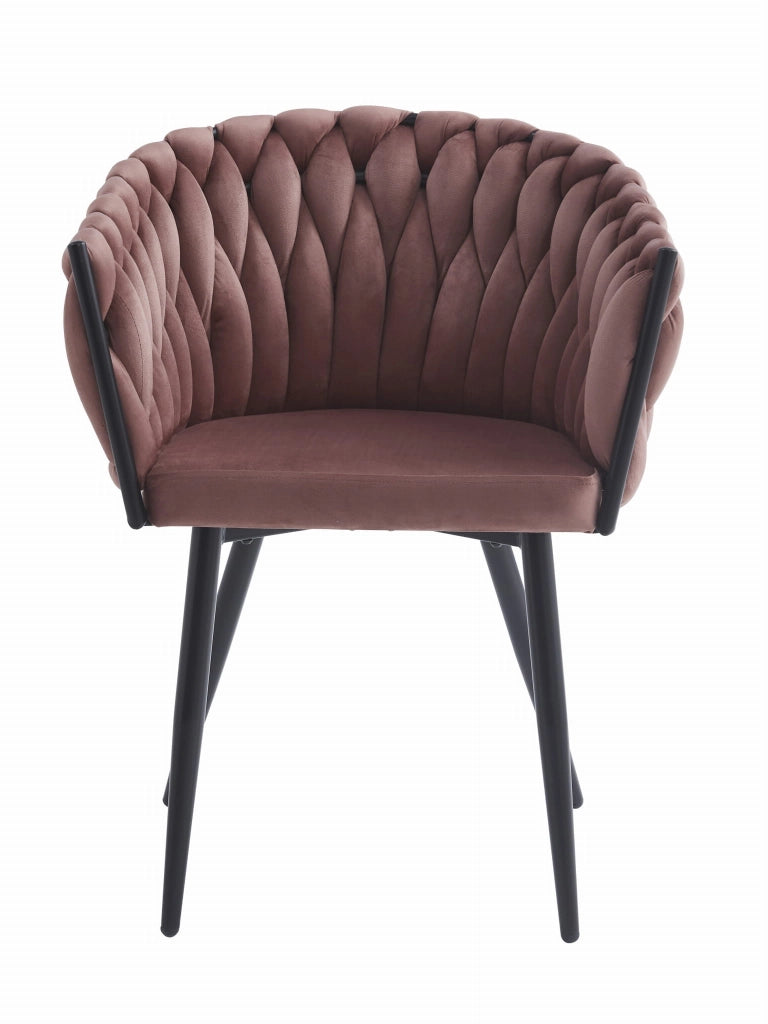 Sedia Valora MAYAN in velluto rosa scuro con gambe nere x2
