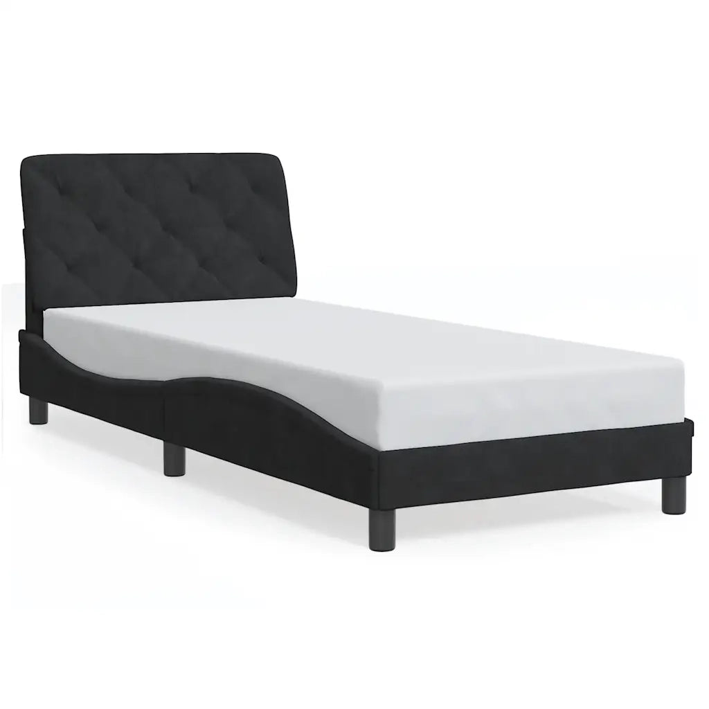 Letto singolo | Letto per adulti | Giroletto senza Materasso Nero 90x190 cm in Velluto