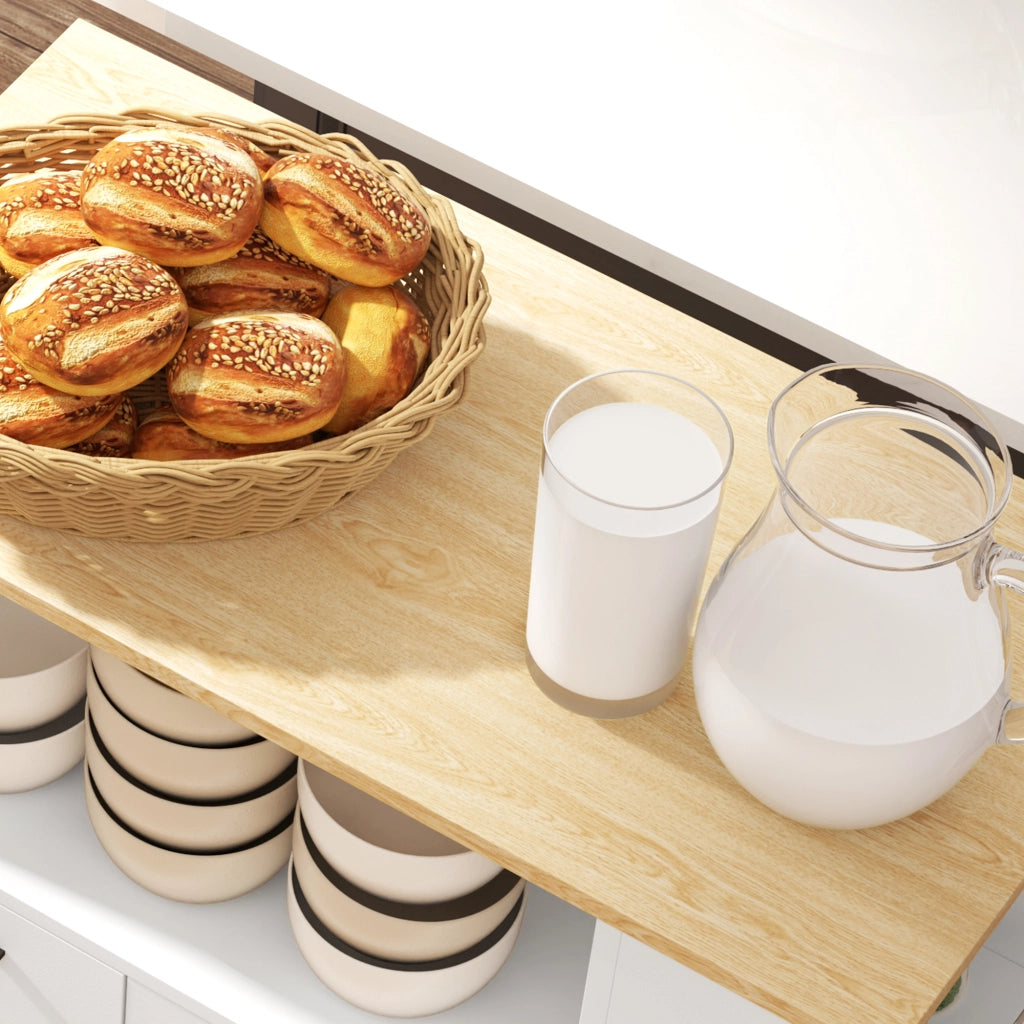 Carrello cucina con ruote ¨C Xylo ¨C piano lavoro ripiano regolabile 75x40x80cm bianco