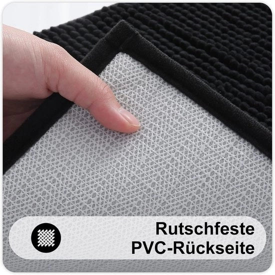 Tappeto Antiscivolo in Chenille - 40 x 60 cm - Nero
