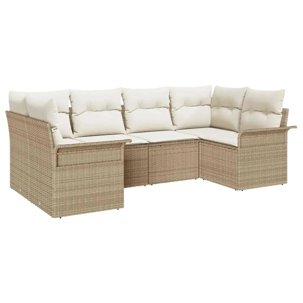 Set Divano da Giardino con cuscino 6 pcs Beige polyrattan 3345501