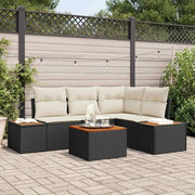 Set Divano da Giardino con cuscino 5 pcs Nero Poly Rattan