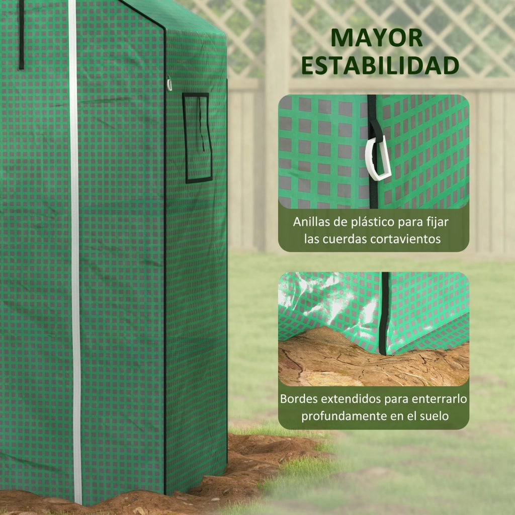 Serra da Giardino ¨C Minimal ¨C Verde 140x73x190 cm con Finestra e Porta a Zip Anti-UV