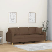 Divano a 3 Posti con Cuscini-Sofa 3 Posti con Cuscini Marrone 180 cm in Tessuto 226440