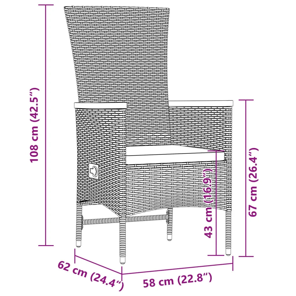Set da Pranzo da Giardino 9 pz con Cuscini in Polyrattan Grigio 3277546