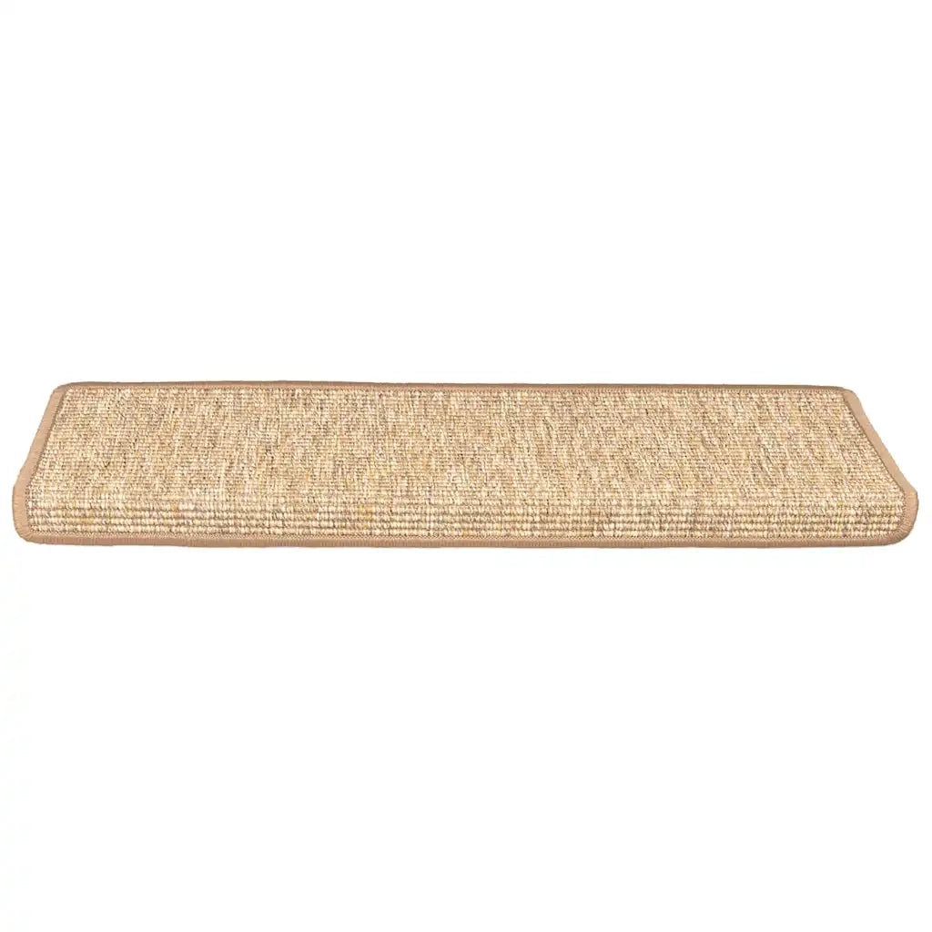Tappetini per scale 15 pz 65x21x4 cm Marrone chiaro Bordo rettangolare 326910