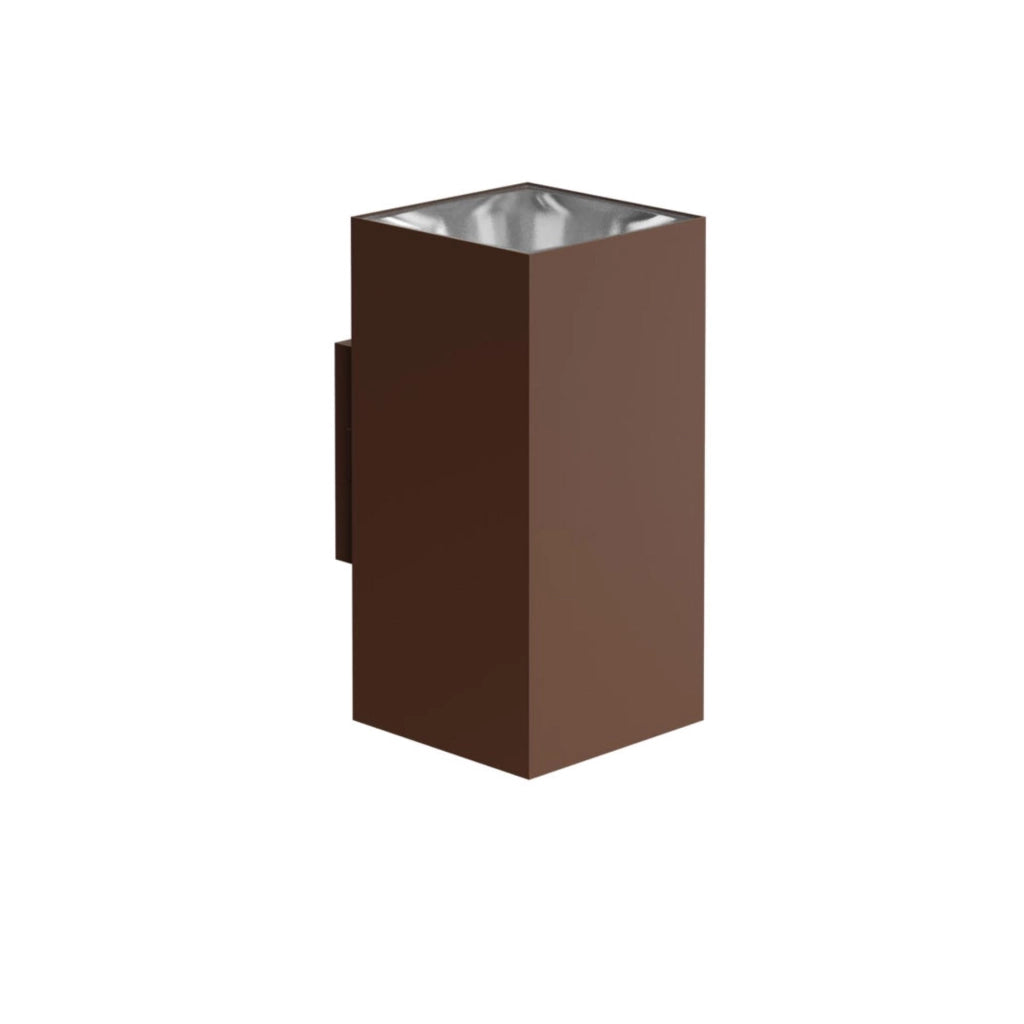 SUNSET Applique LED da parete quadrata 16W Switch 2700K 3200K 4000K IP65 IK06 Finitura Corten Strutturato per illuminazione outdoor professionale