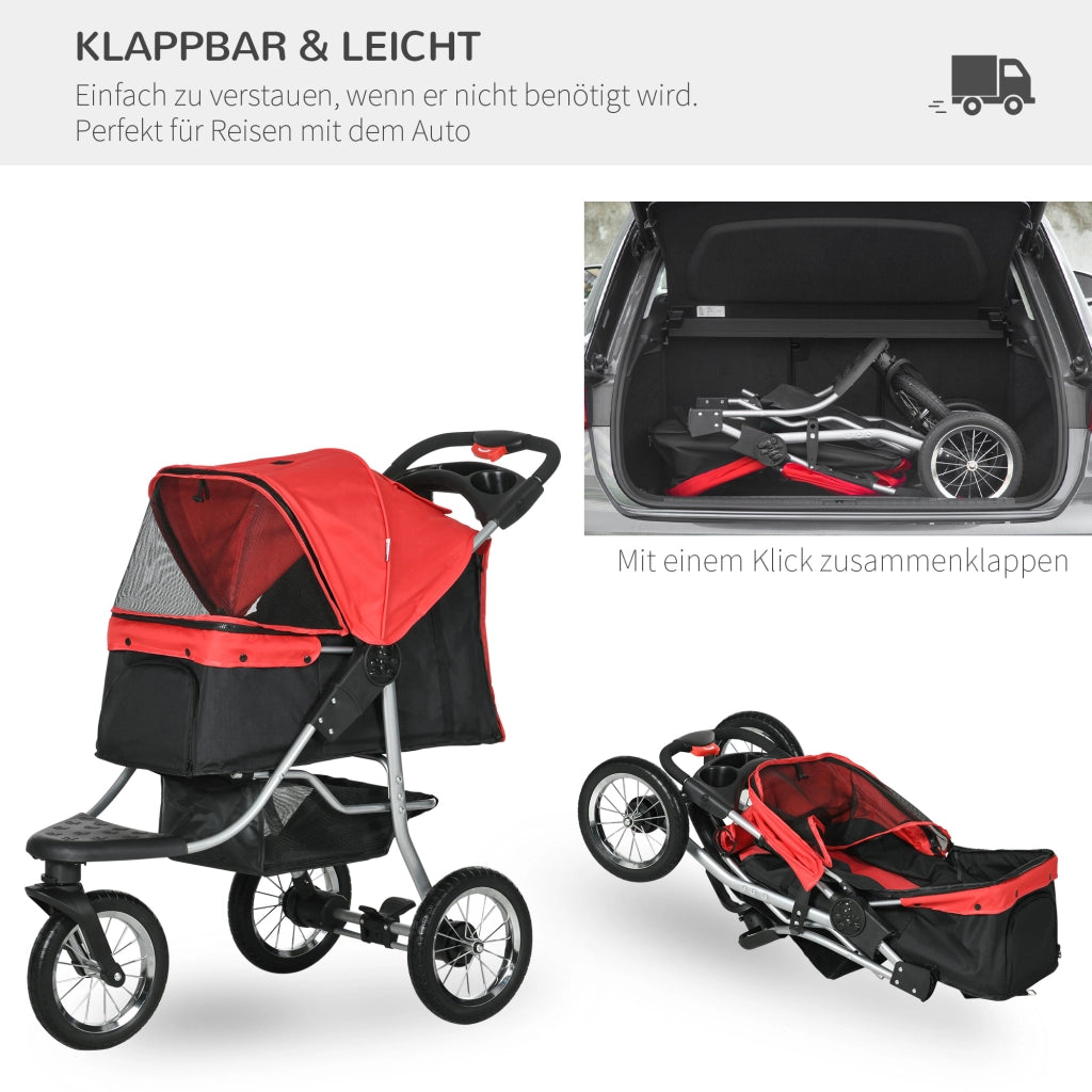 Carrello per animali domestici pieghevole ¨C Minimal ¨C Rosso