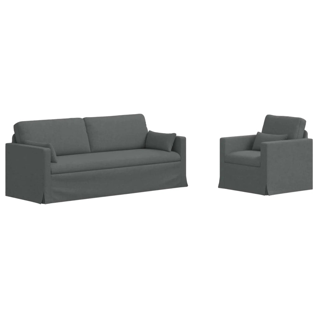 Set di divani 2 pcs Grigio scuro 198 x 78 x 80 cm Tessuto 3407582