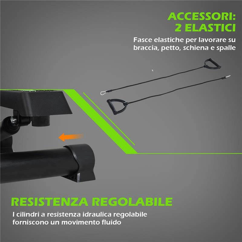 STEPPER PROFESSIONALE FITNESS CON MANUBRIO E CORDE, 40X48X118CM