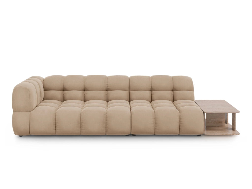 Cosmopolitan Design - Divano modulare destro "Sky" 4 posti in velluto sabbia 