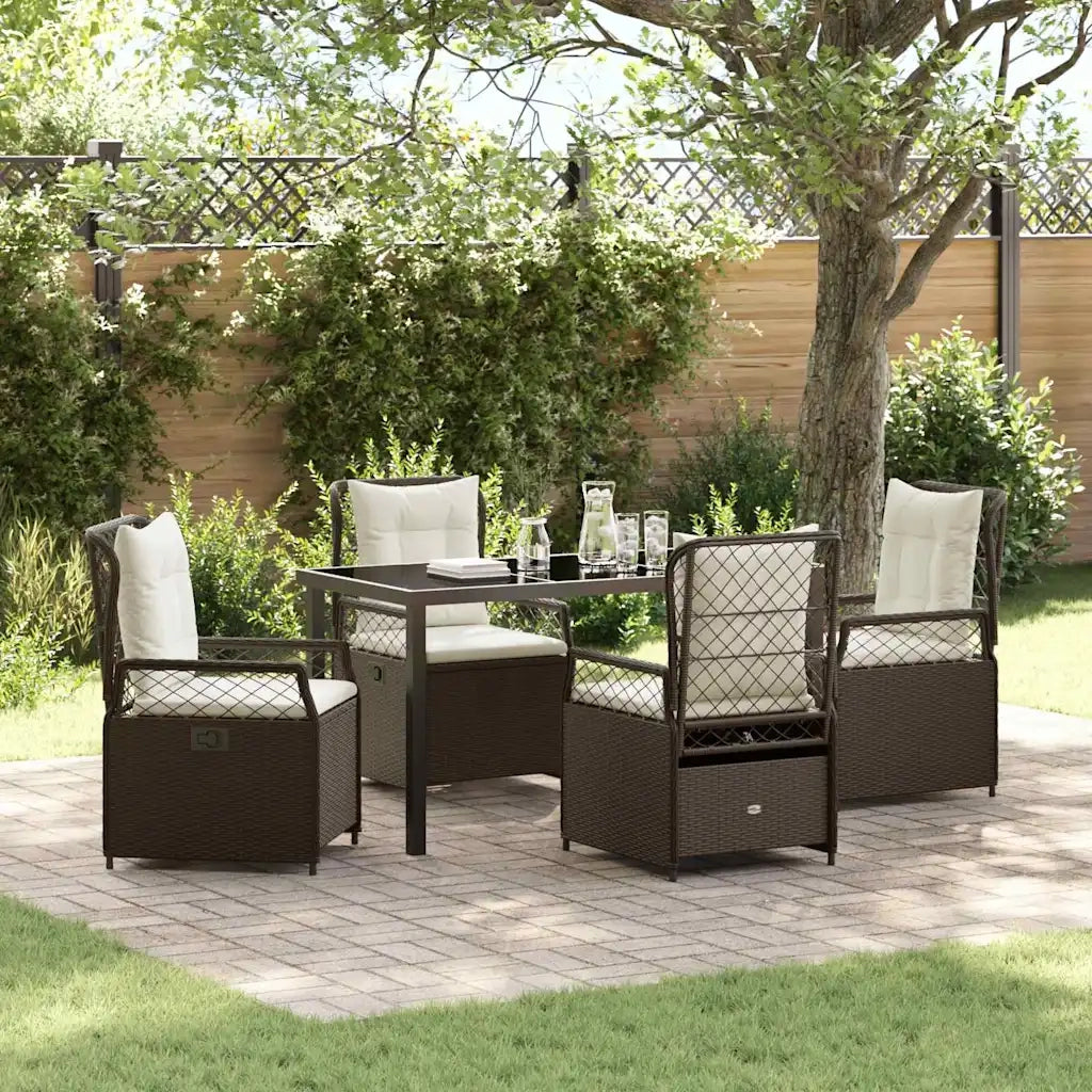 Set da Pranzo per Giardino 5 pcs Marrone polyrattan