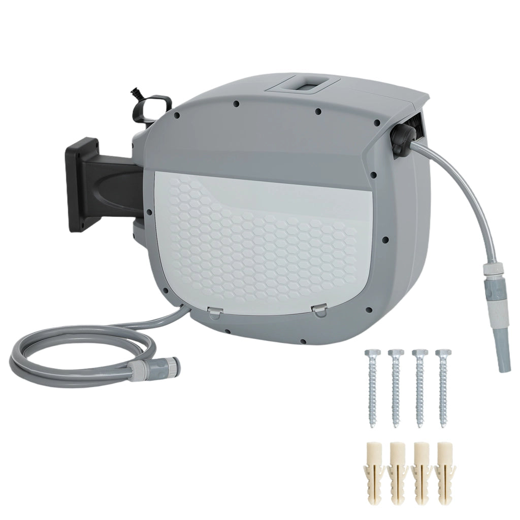 Carrucola per Tubo da Giardino con Tubo 30 m ¨C Minimal ¨C Grigio 180¡ã Girevole