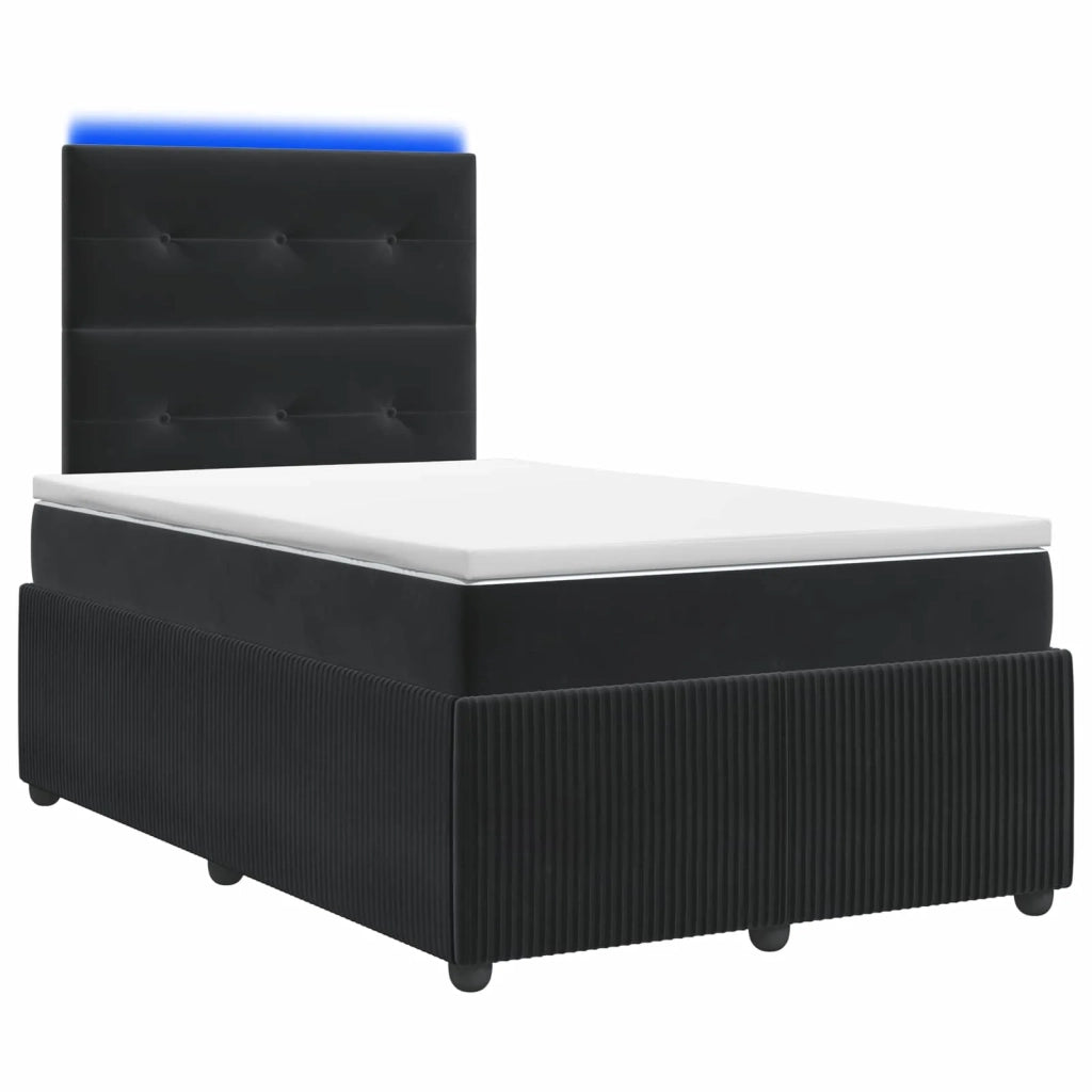 Letto Box Spring LED con Materasso Nero 120 x 190 cm Velluto 3456031