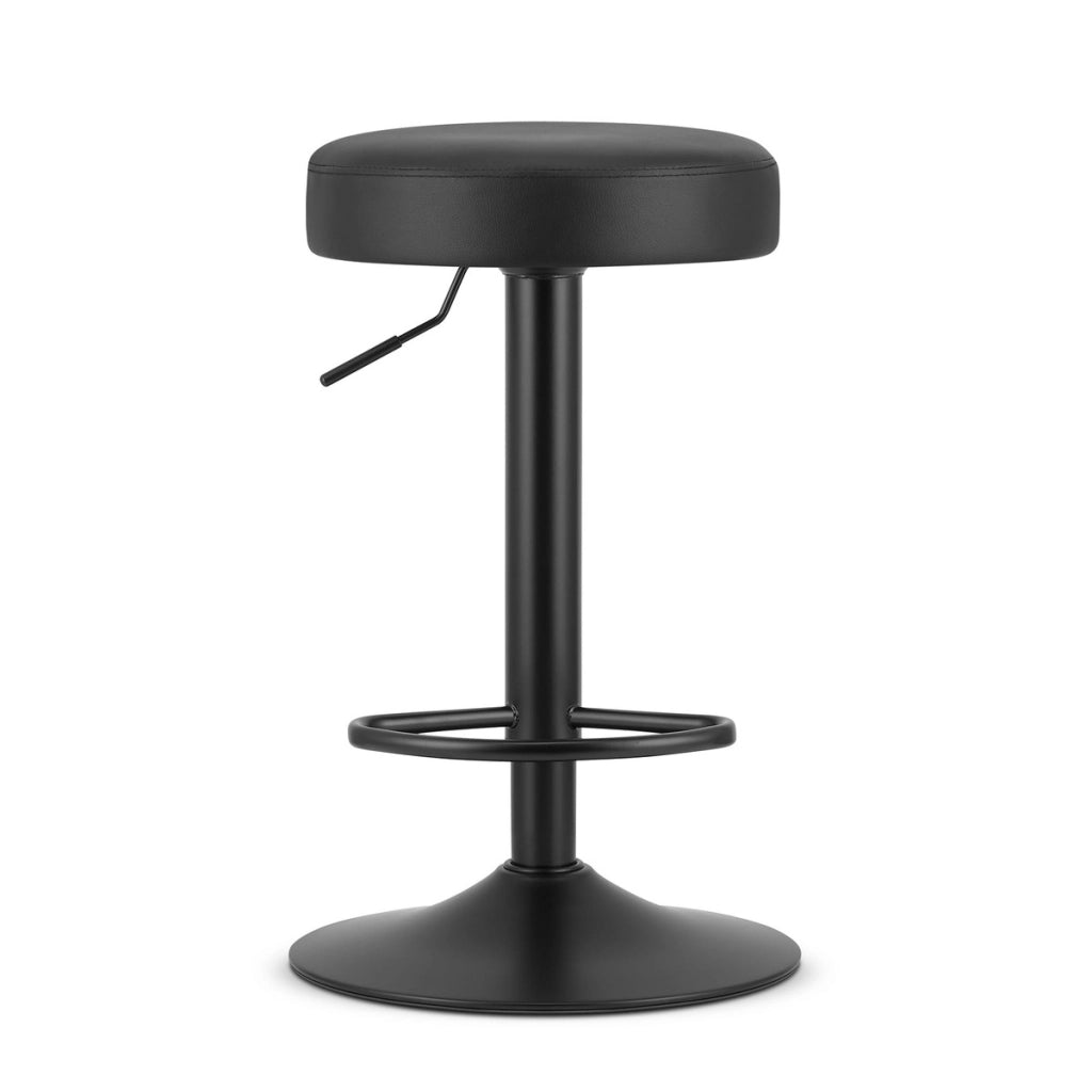 Sgabello da bar ROJST in ecopelle nera con base nera