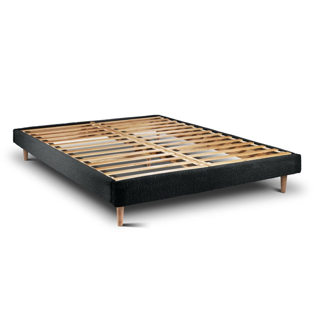 Letto 200x200 cm con testata imbottita - tessuto bouclé