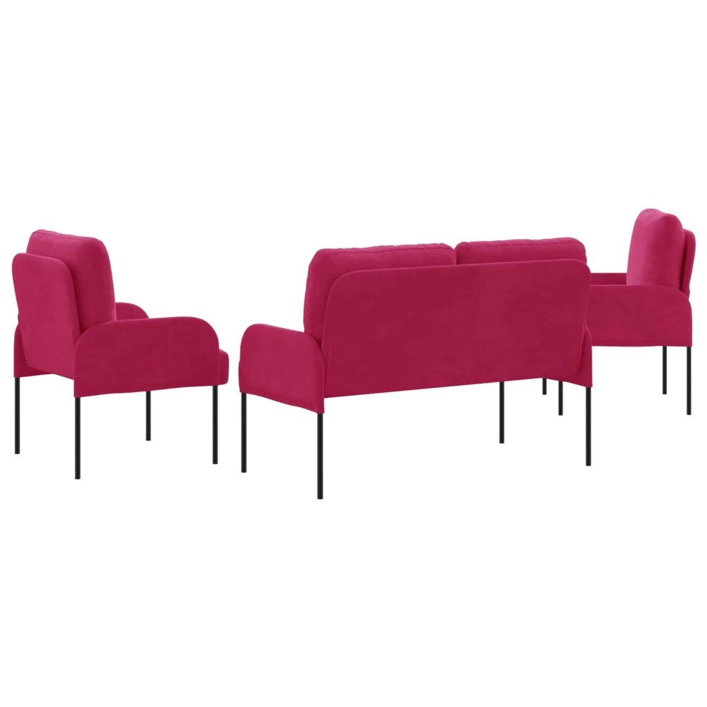 Set divani 3 pcs Rosso Vino 115 x 56 x 80 cm Legno compensato 3406221