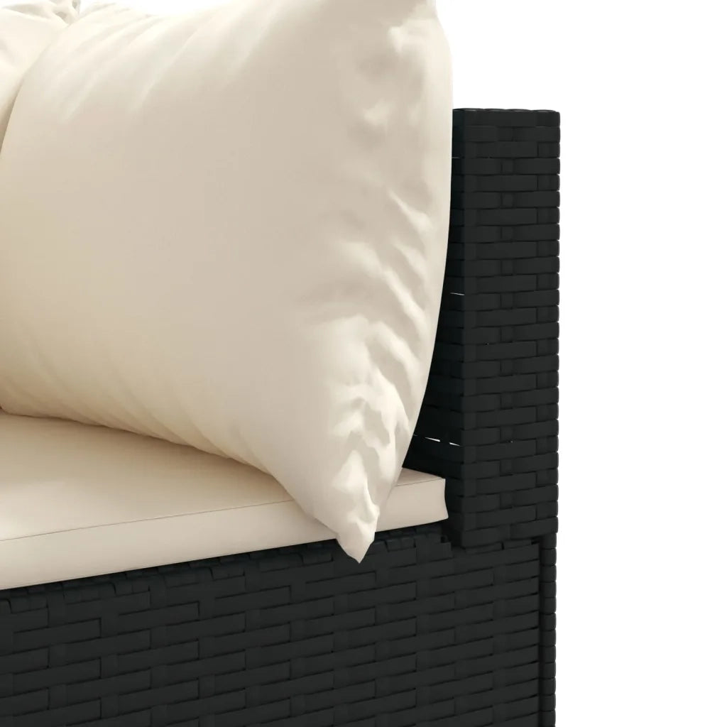 Set Divani da Giardino 5 pz | Set Salotto da Giardino con Cuscini Nero in Polyrattan
