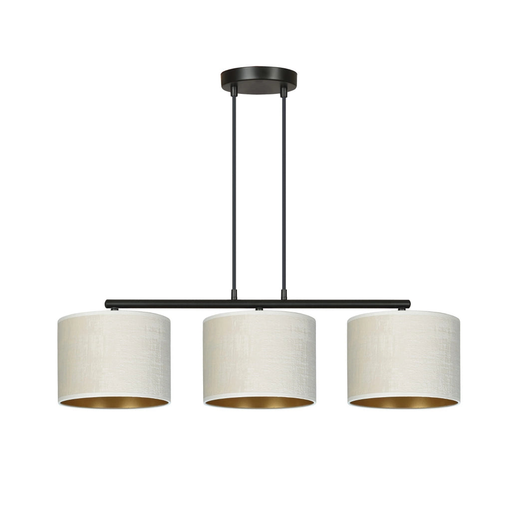 Lampadario Emibig Hilde 3 luci E27 nero crema oro