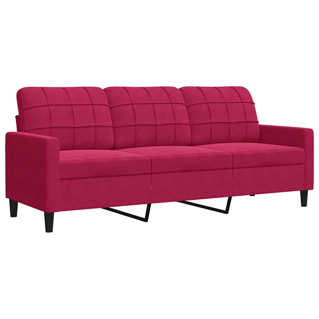 Divano a 3 Posti Rosso Vino 180 cm in Velluto 4007638