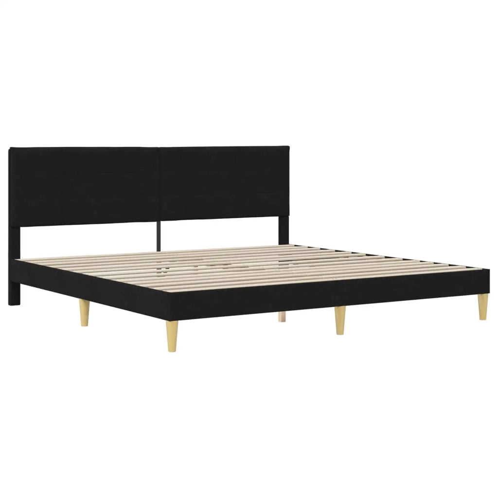 Struttura del letto con testiera-Giroletto Nero 200 x 200 cm Tessuto 535409