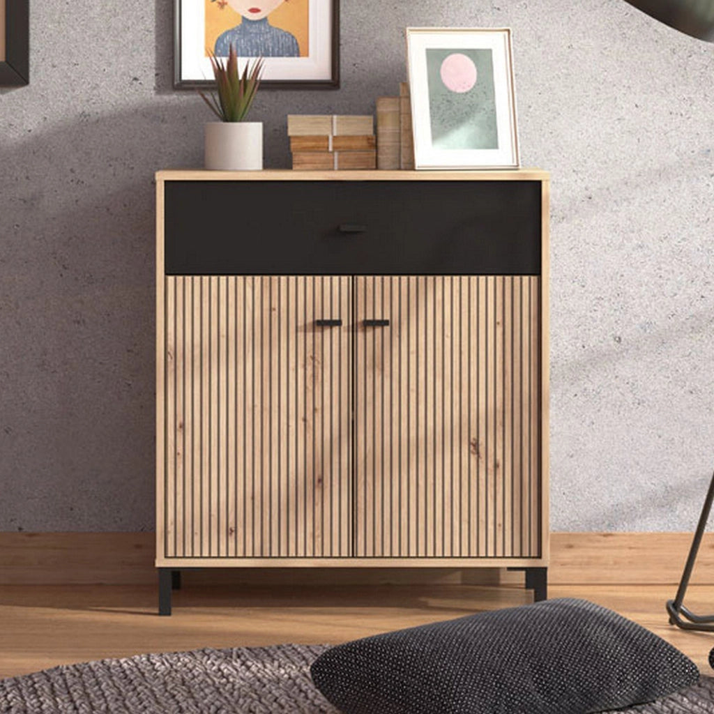 Madia Settime, Credenza un Cassetto, 80x40x90h cm Marrone Rovere Nodi