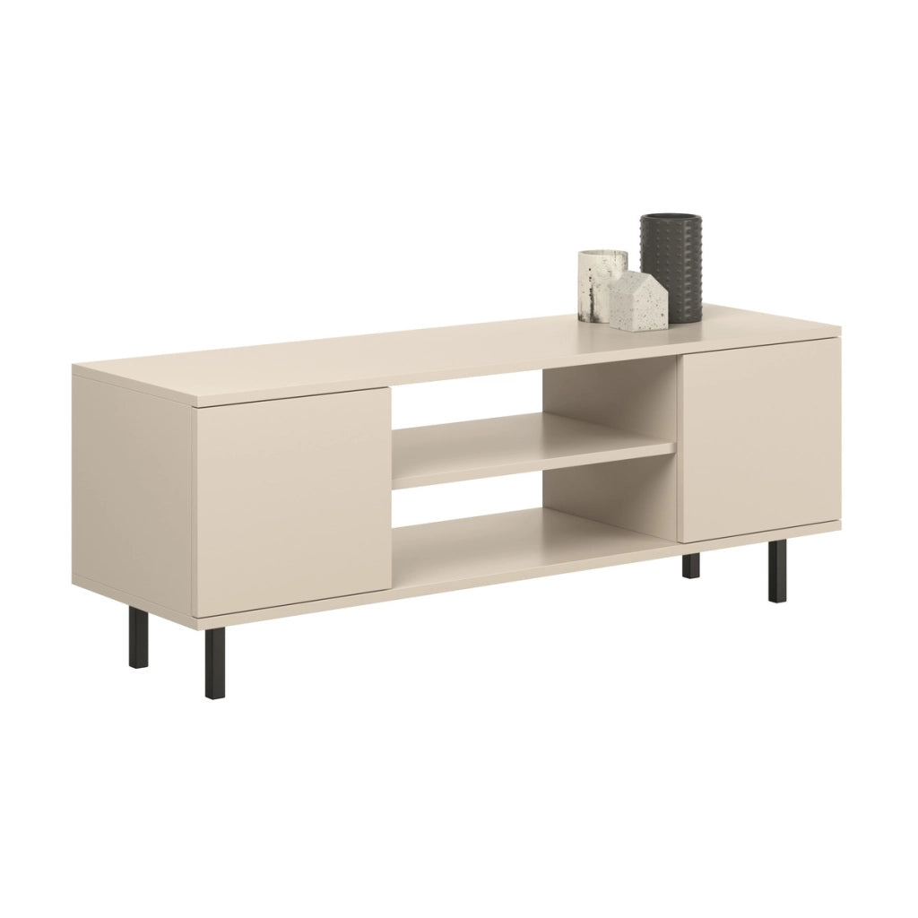Mobile porta TV Focus in cashmere con gambe nere