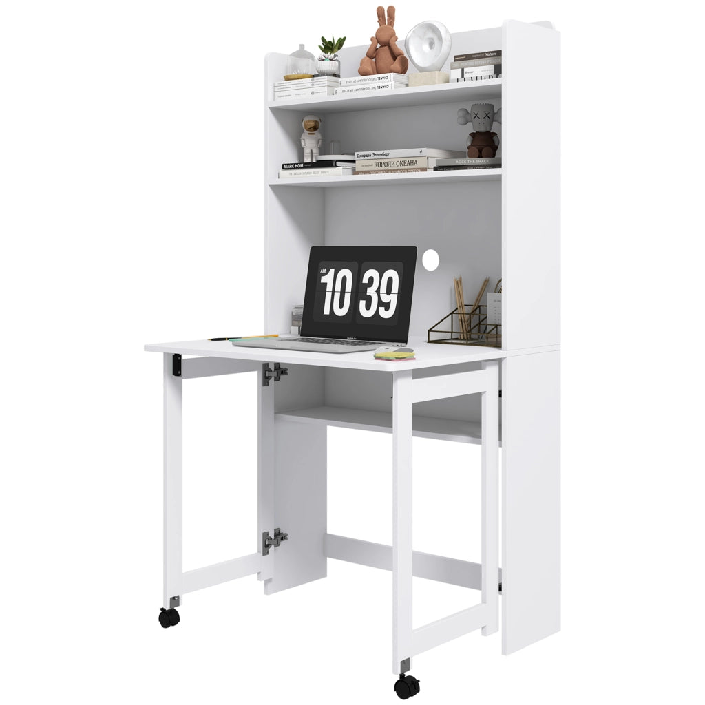 Scrivania computer con scaffale ¨C zephmum ¨C 80x69x155 cm bianco