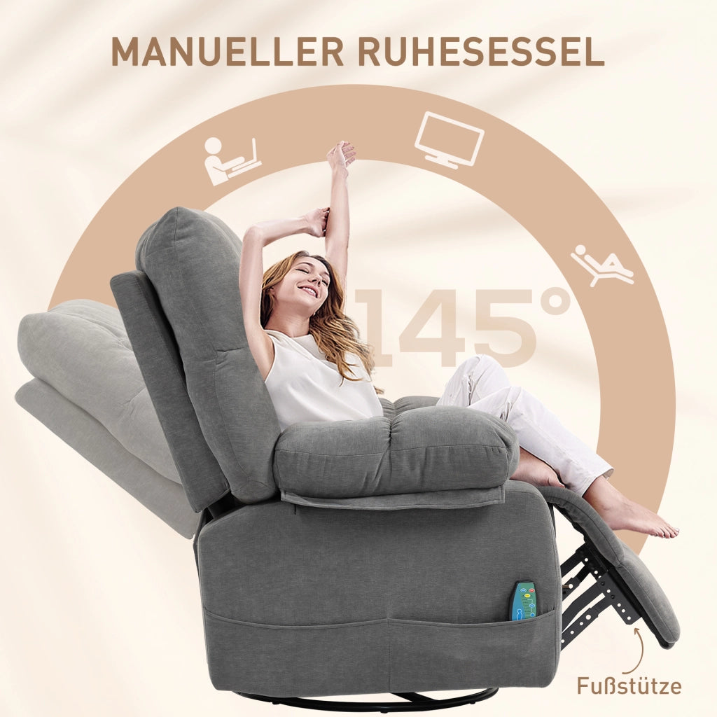 Poltrona Massaggiante Reclinabile e Girevole ¨C Minimal ¨C Grigio Scuro