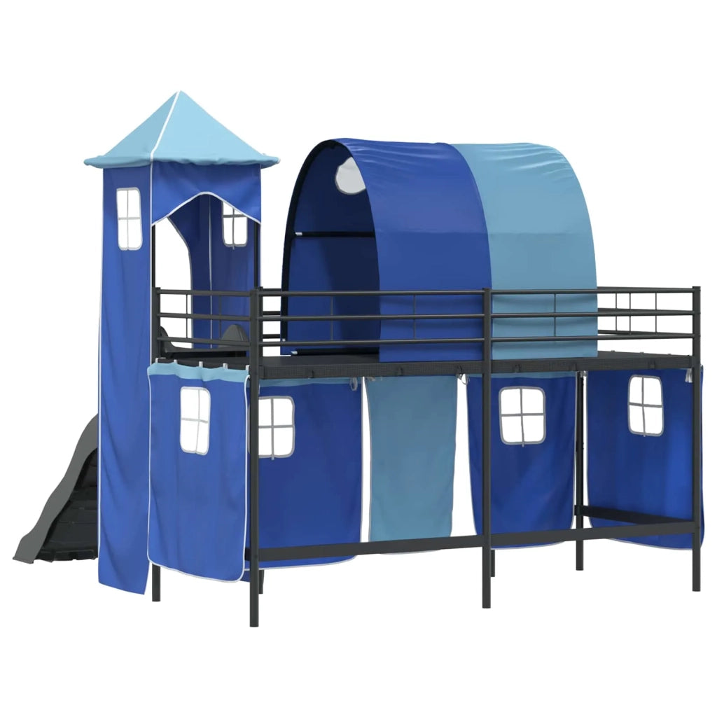 Struttura del letto loft per bambini-Giroletto per bambini Nero e Blu 100 x 190 cm 830759