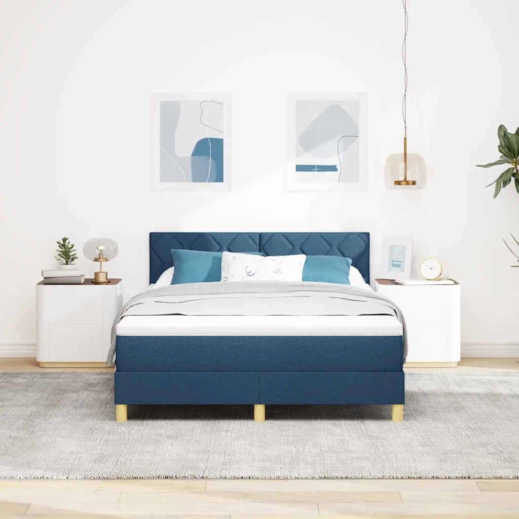 Letto a molle con materasso Blu 160 x 200 cm Tessuto 3339013