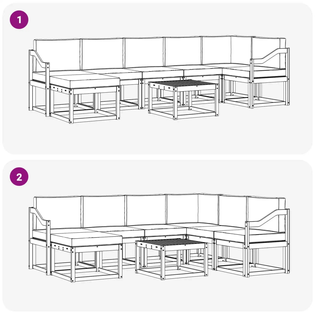 Set di divani da esterno 8 pz Bianco e Antracite Poliestere 3387996