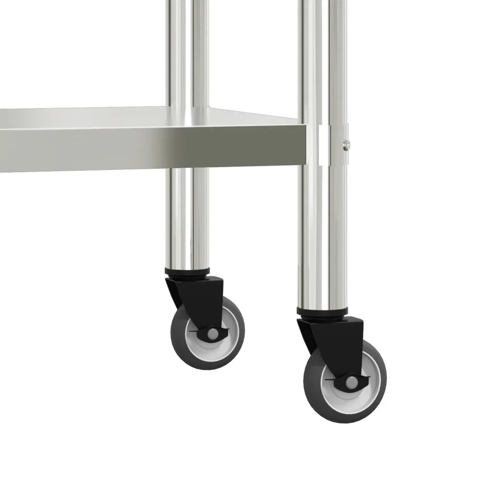 Tavolo da Lavoro Cucina con Ruote 82,5x55x85 cm in Acciaio Inox CFW8527361