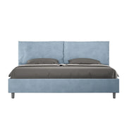 BS COM Letto matrimoniale king size senza rete imbottito 190x210 microfibra azzurro Large