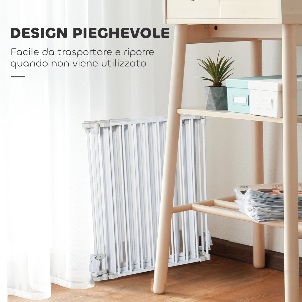 Cancello per Cani Regolabile Pieghevole ¨C Minimal ¨C Bianco 300x74.5 cm