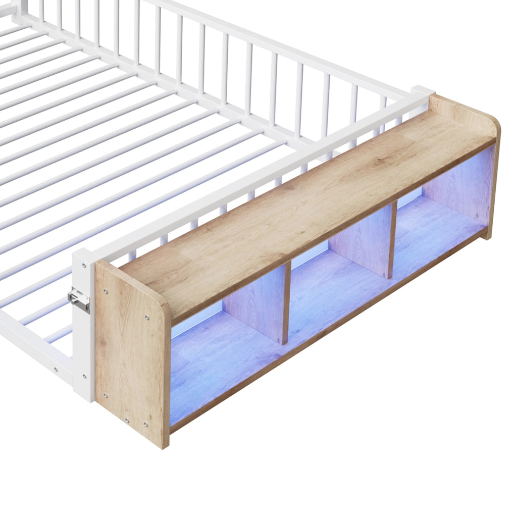 Letto in Metallo con LED e Sponde ¨C MINIMAL ¨C Bianco 140x200