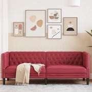 Poltrona Chesterfield a 3 Posti Rosso Vino in Similpelle 372670