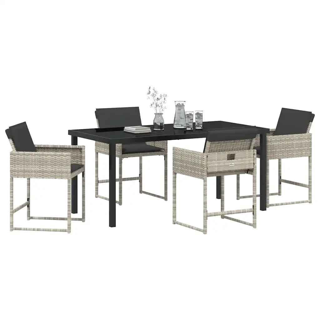 Set da Pranzo per Giardino 5 pcs Grigio chiaro polyrattan