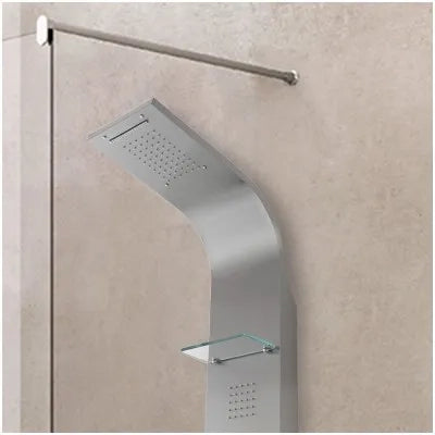 Pannello doccia idromassaggio in acciaio inox satinato con doccetta