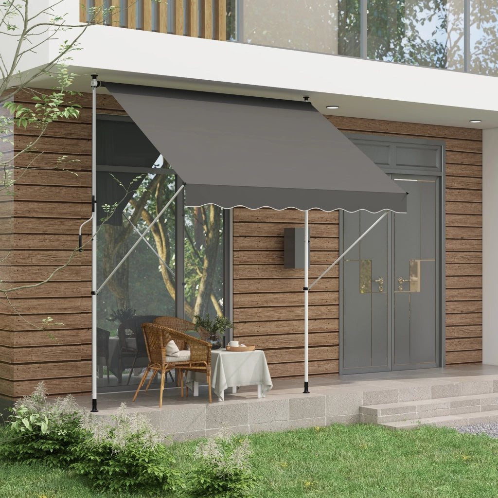 Toldo Manuale Retrattile per Terrazza ¨C Minimal ¨C Grigio 300x150x170-280 cm
