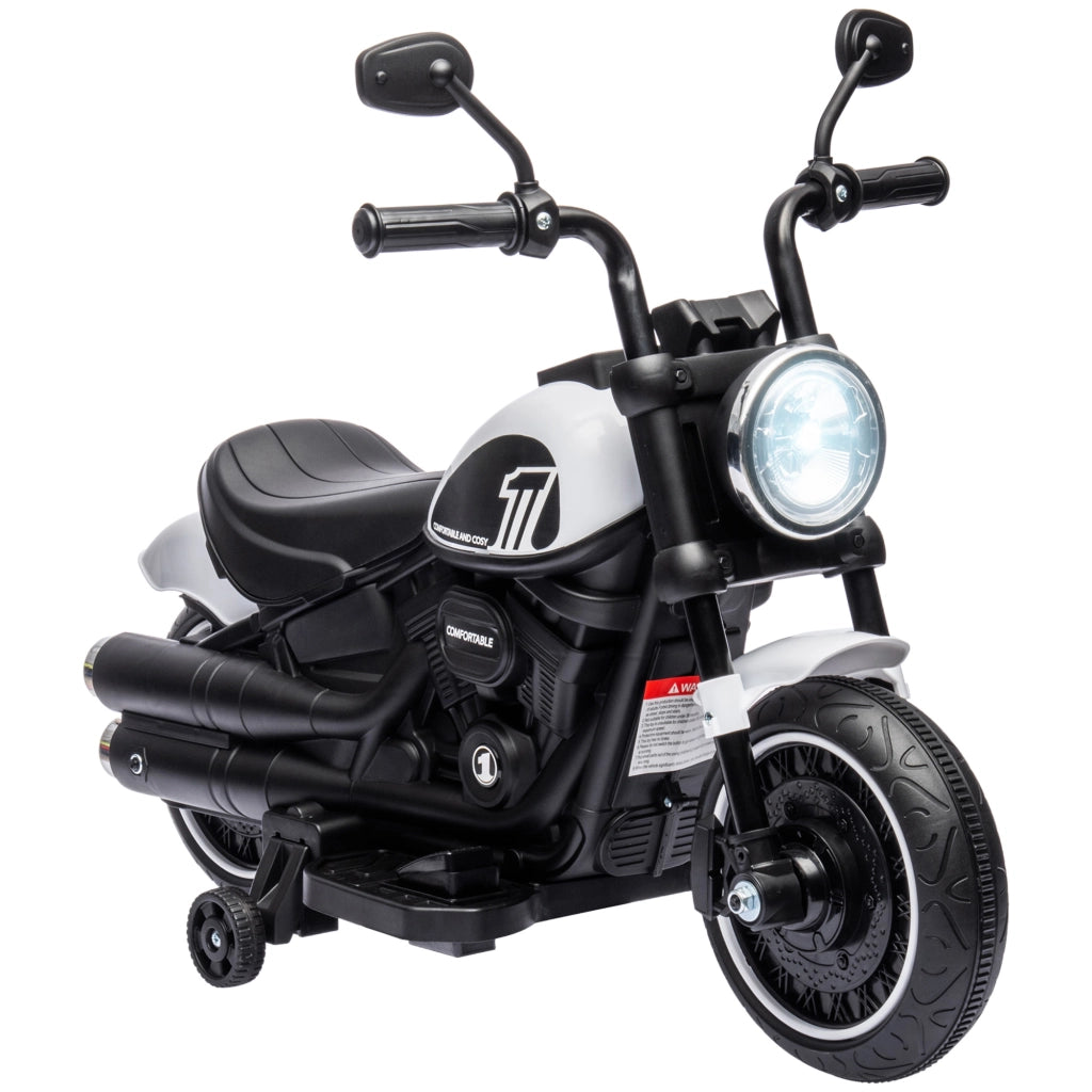 Moto Elettrica per Bambini 18-36 Mesi ¨C Xylo ¨C Batteria 6V Bianco con Ruote Ausiliarie