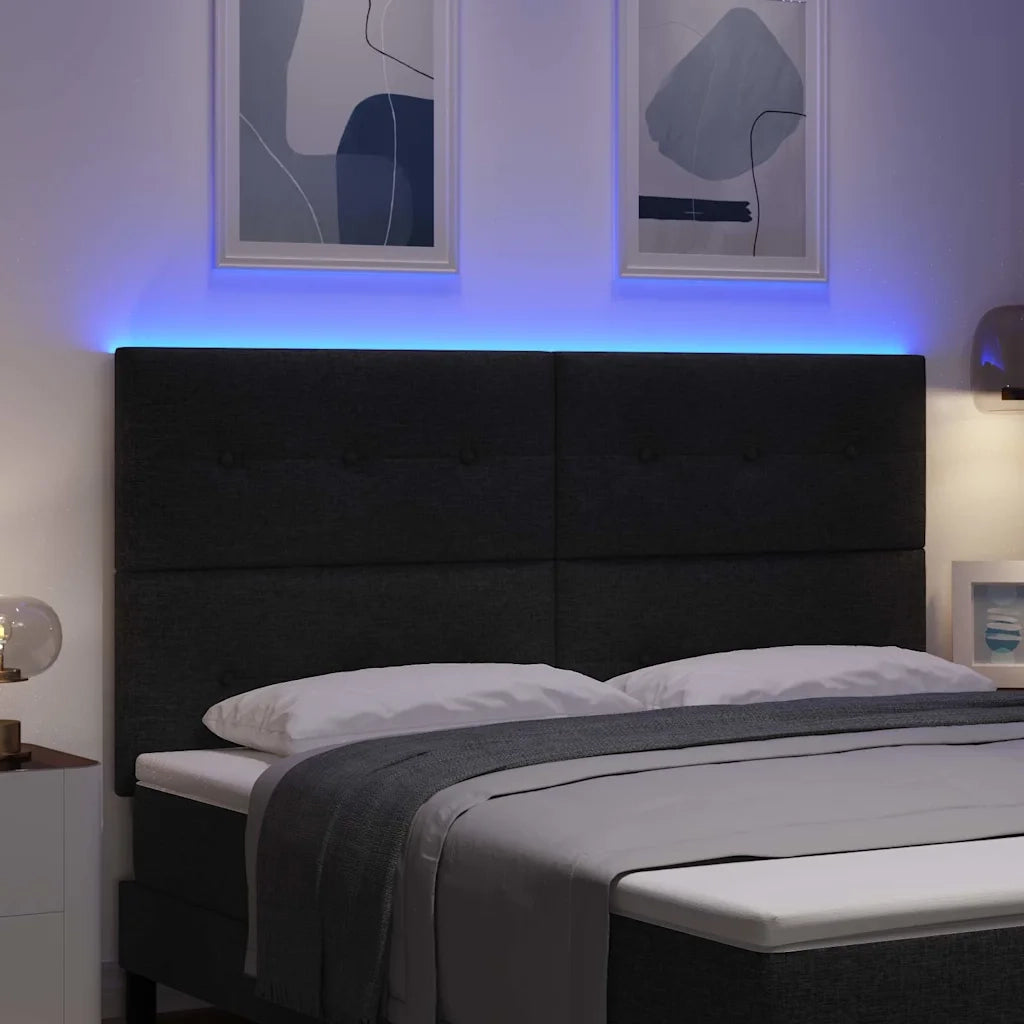 Testiera | Testata LED con strisce LED con Testiera | Testata Nero 180 cm Tessuto