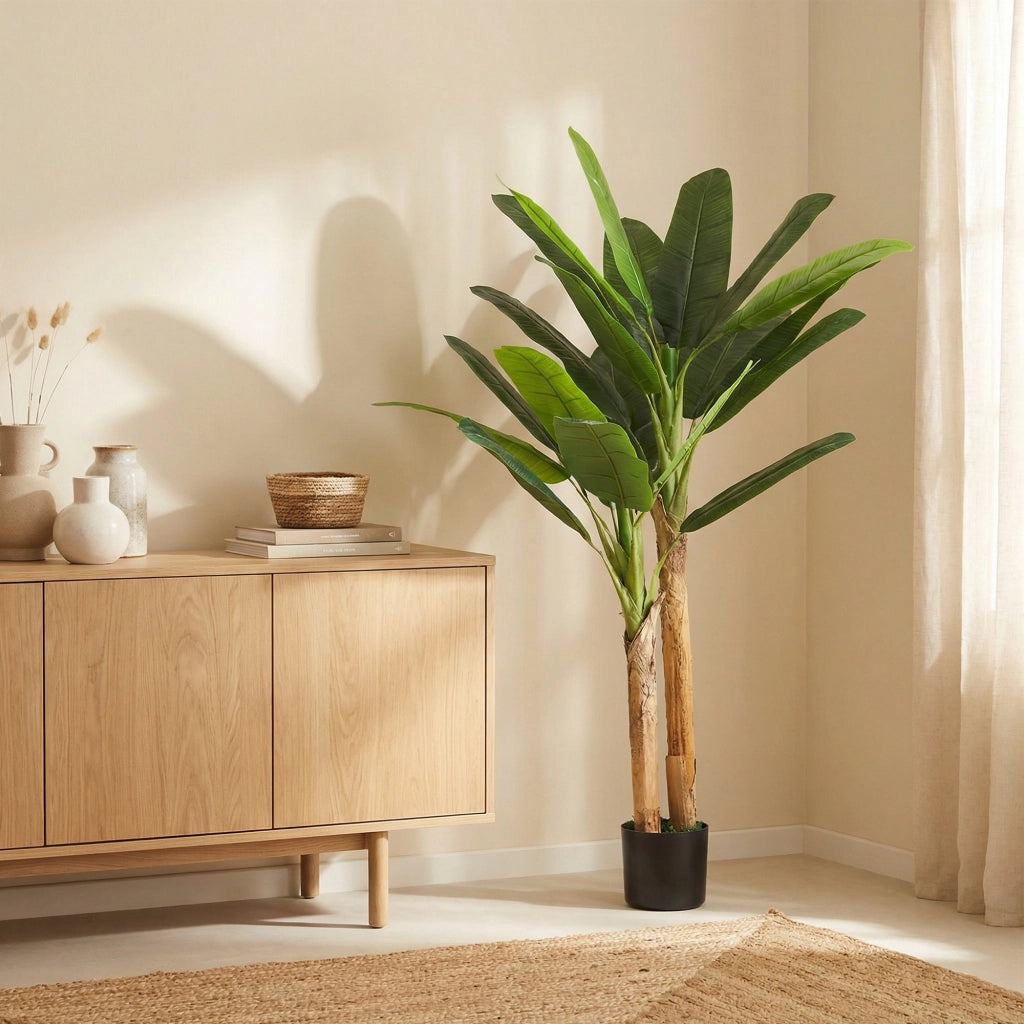 Pianta Artificiale Banano 150 cm ¨C Xylo ¨C Verde con Vaso e 2 Tronchi