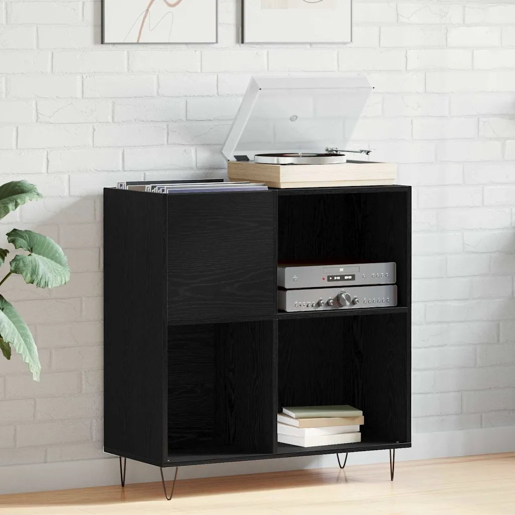Mobile porta vinili con lo scaffale Rovere Nero 85 x 38 x 89 cm CFW9096990