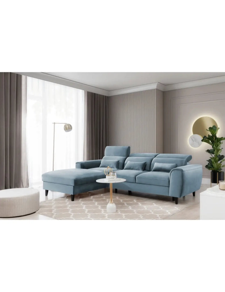 Divano angolare convertibile blu angolo sinistro 4 posti FABLE